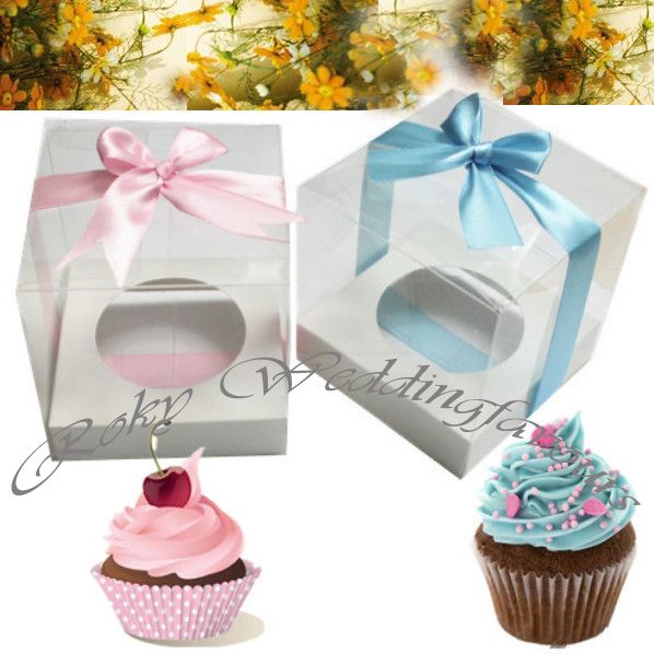 Darmowa Wysyłka 50 sztuk 9x9x9cm Square Andransparent PCV Cupcake Boxes Wedding Favors Holder Pvc Cupcake Package Party Sweet Boxes