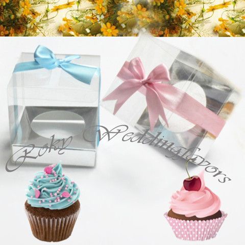 Boîtes à cupcakes carrées et transparentes en PVC, 50 pièces, 9x9x9cm, support pour faveurs de mariage, emballage de cupcakes en PVC, boîtes à bonbons de fête, livraison gratuite