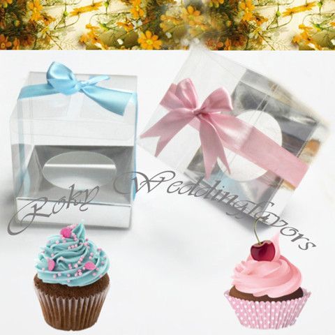 Darmowa Wysyłka 50 sztuk 9x9x9cm Square Andransparent PCV Cupcake Boxes Wedding Favors Holder Pvc Cupcake Package Party Sweet Boxes