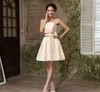 New Cheap Satin Free Shipping Custom Made Bow Lace-up Short Bridesmaid Dress Party Dress