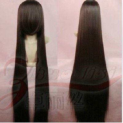 long dark brown cosplay wig
