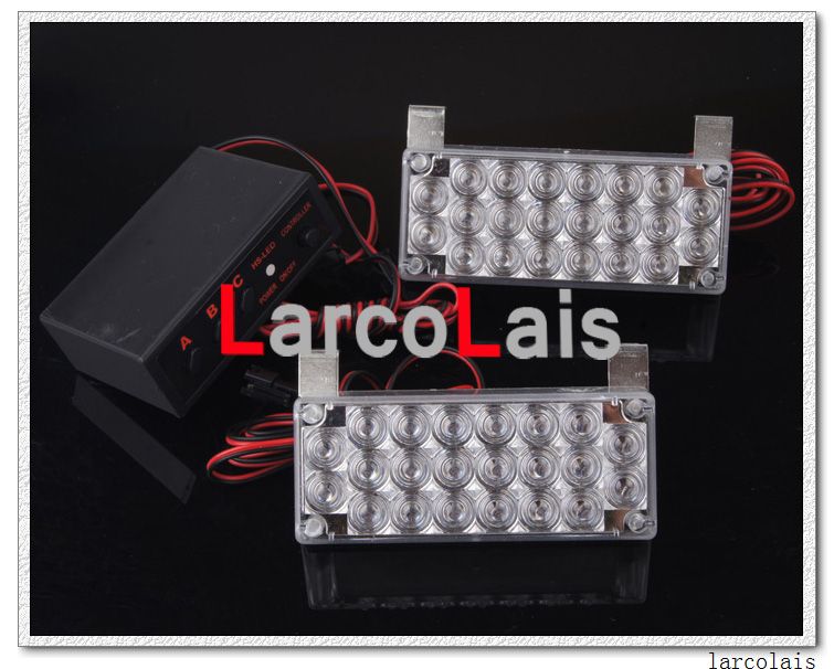 Larcolais Amber White 2x22 LED Strobe Flash Warning EMS Car Truck Light Flashing Firemen Lights 2 x 222831425