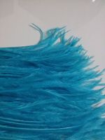 Frete Grátis 20 jardas / lote azul turquesa escuro azul da pena da avestruz guarnição franja no Cetim Header 5 "-6" de largura para a decoração do vestido
