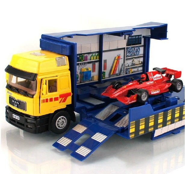 Novelty 140 Alloy Vehicles Toy Container Truck With Formula Car, Great