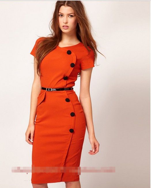 Compra HOT De Las Nuevas Mujeres Vestidos De La Moda Botones De Color  Caramelo Decorativos Vestidos De Trabajo De Las Mujeres Delgadas Elegantes  Delgados Barato | Entrega Rápida Y Calidad | Es.Dhgate