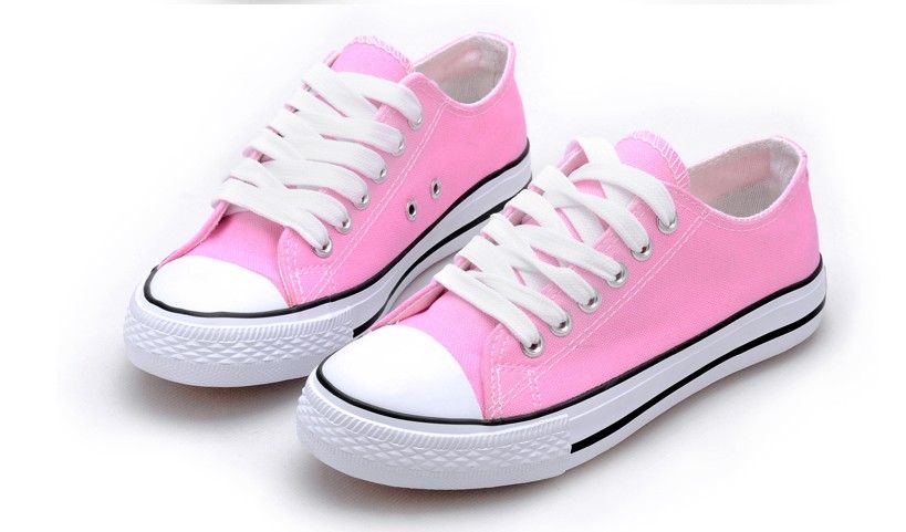 pink canvas shoes