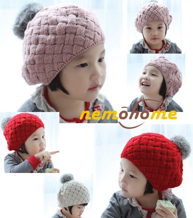 Chapeaux de bébé Pom poms rose en tricot chapeau filles garçons beanie hiver bambin enfants garçon fille faux crochet chaud cap 5 M-5 ans enfants