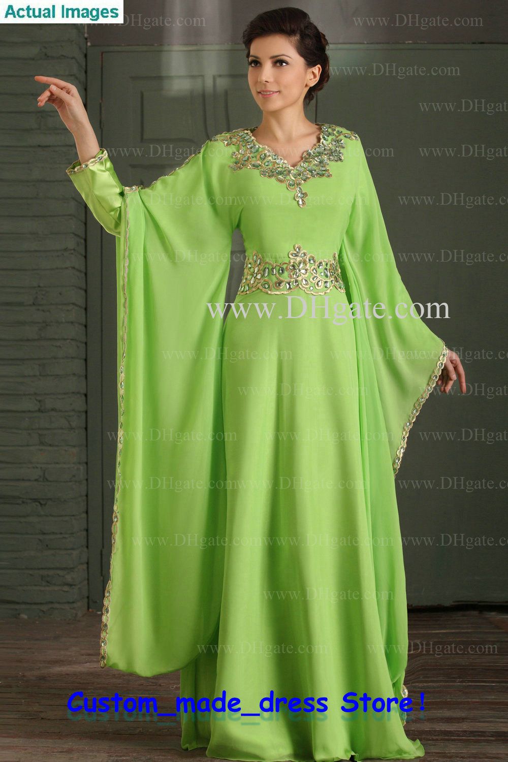 green color long frock