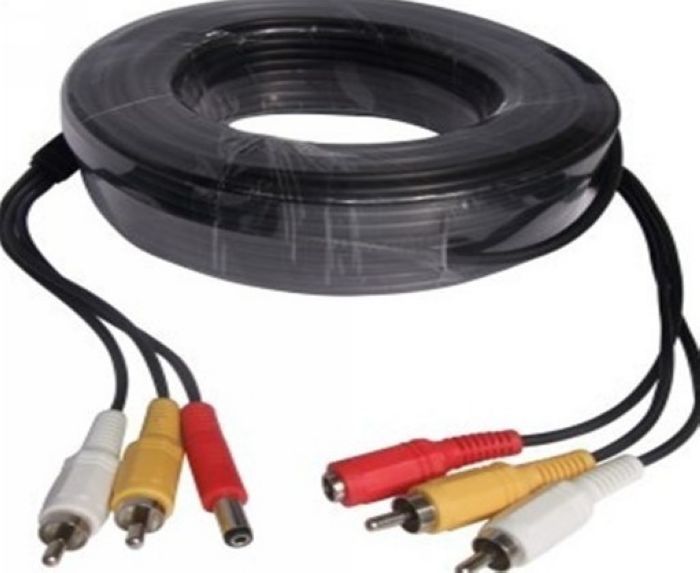 33FT 10M Audio Video Power AV Cable For CCTV Camera DVR With RCA BNC