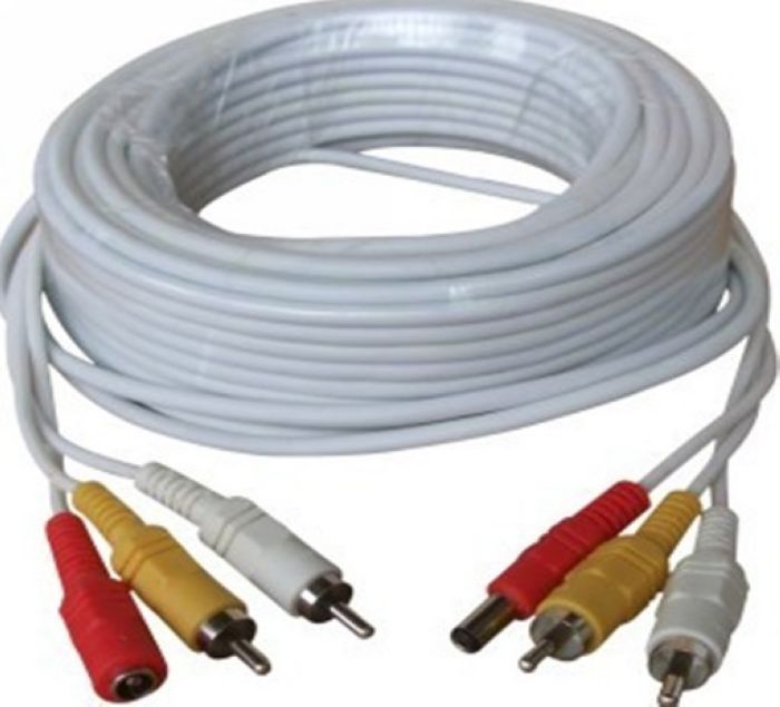 33FT 10M Audio Video Power AV Cable For CCTV Camera DVR With RCA BNC