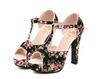 Sandales Sexy Femmes Romantique Fleur Floral T-Strappy Hauts Talons Aiguilles Sandale 2 Couleurs