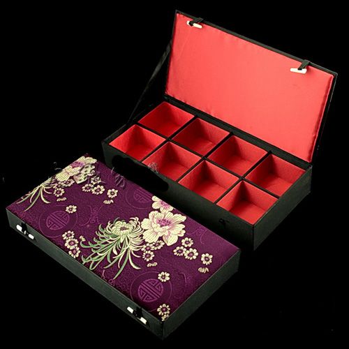 High grade 8 grid Jewelry Display Cases Silk Print Bangle Bracelet Boxes Necktie Boxes Watches Gift Boxes Trinket Boxes mix color Free