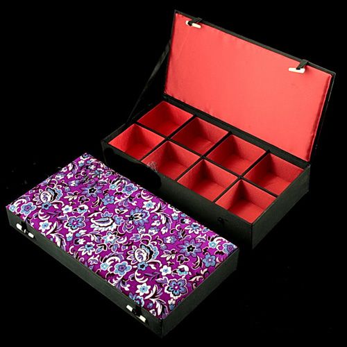 High grade 8 grid Jewelry Display Cases Silk Print Bangle Bracelet Boxes Necktie Boxes Watches Gift Boxes Trinket Boxes mix color Free