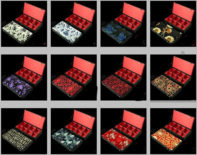 Alto grado 8 rejilla vitrinas de joyería de seda impresión brazalete pulsera cajas cajas de corbata relojes cajas de regalo cajas de la baratija 1 unids mezcla de color libre