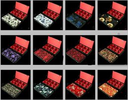 High grade 8 grid Jewellery Display Cases Silk Print Bangle Bracelet Boxes Necktie Boxes Watches Gift Boxes Trinket Boxes 1pcs mix Colour Free