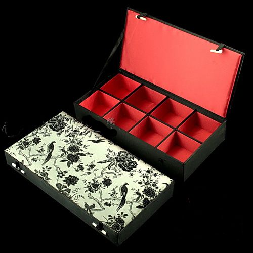 High grade 8 grid Jewelry Display Cases Silk Print Bangle Bracelet Boxes Necktie Boxes Watches Gift Boxes Trinket Boxes mix color Free