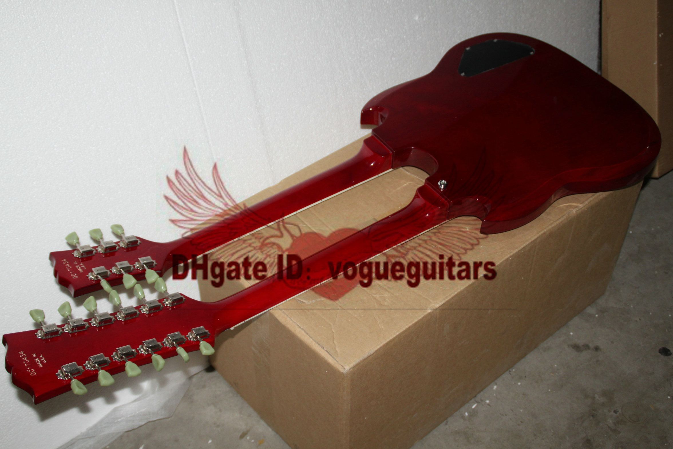 Custom left handed guitar Double neck 6 strings 12 strings Electric Guitar in red 