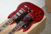 Custom left handed guitar Double neck 6 strings 12 strings Electric Guitar in red Free Shipping