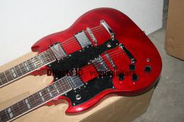 Custom left handed guitar Double neck 6 strings 12 strings Electric Guitar in red Free Shipping