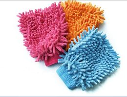 Wholesale Wholesale 100PCS LOT Microfiber Chenille Car Wash Glove Prvate Household Cleaning Cloth Single-Sided Auto Mitt free shipping