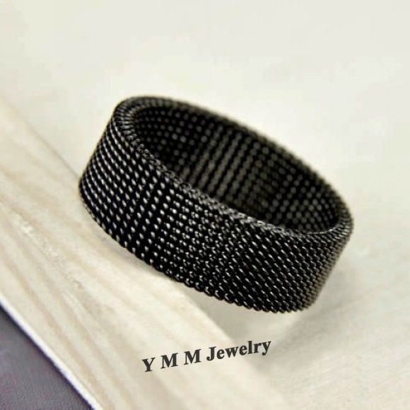 

Mix Size Netlike Titanium Steel Rings Changable Shape 8mm Width 24pcs/Lot