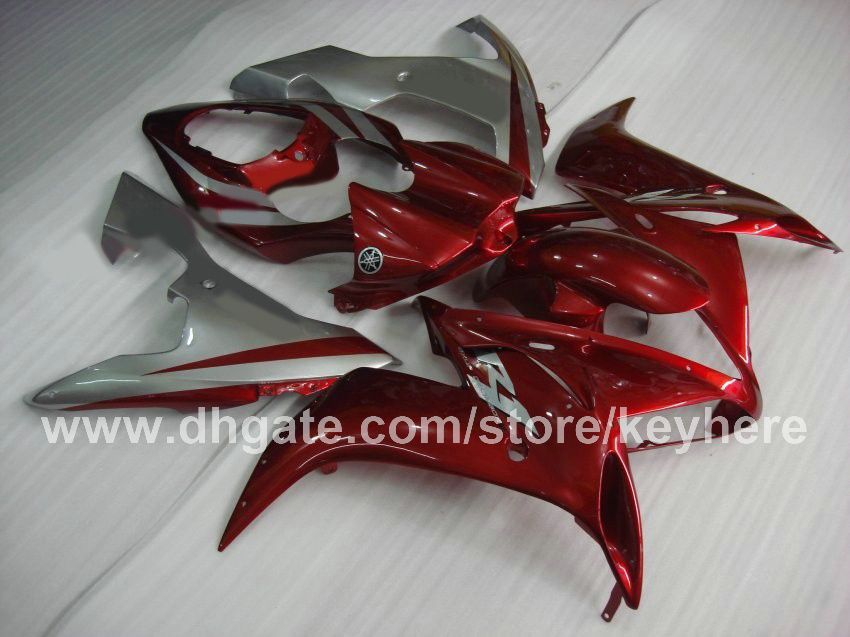 Anpassad gratis race fairing kroppsarbete för Yamaha fairings kit YZF 1000 2004 2005 2006 YZF R1 YZFR1 04 05 06 Silver/Red Motorcykeldelar