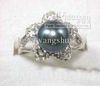 Black Pearl Silver Crystal Flower woman's Ring size 6.7.8.9