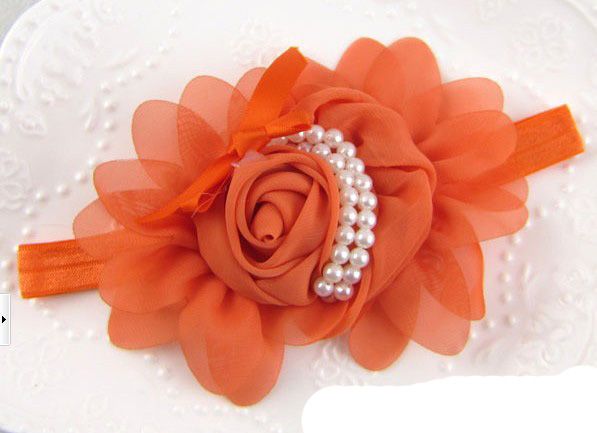Colorful Baby Girls chiffon Headband for Photography props rose pearl flower Headbands 