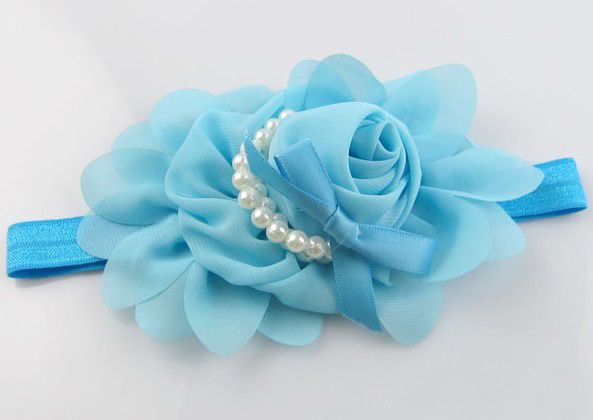 Bunte Baby Mädchen Chiffon Stirnband für Fotografie Requisiten Rose Perle Blume Stirnbänder 15 teile/los