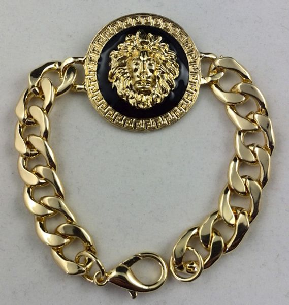 

ювелирные изделия черный лев голову браслет золото шарм браслеты мин заказ 3шт бесплатная доставка, Golden;silver