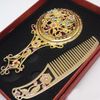 Antique Flower Mosaic Copper Mirror Vintage Portable Compact Makeup Mirror and Comb Set Wedding Favors Gift Box Packing HZ0395445064