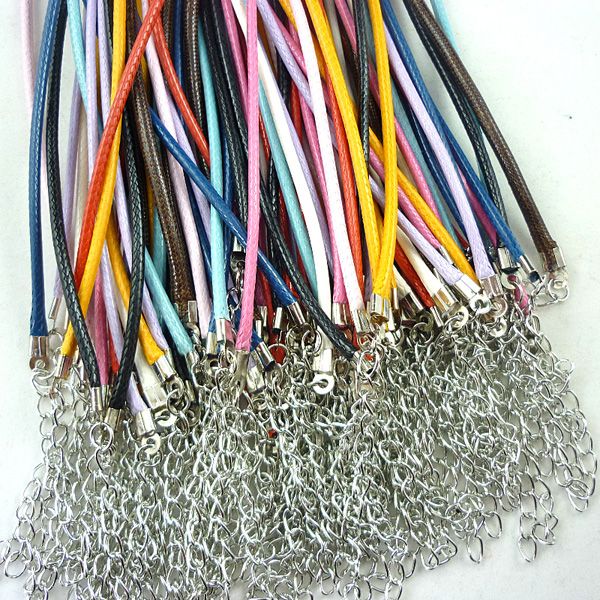 100 Stück gemischte Farben DIY koreanisches Wachsband Lederhalskettenband 2 mm Schmuckzubehör Erkenntnisse 7067458