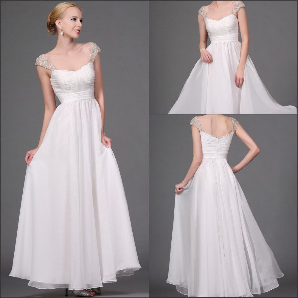 Chiffon Beaded Cap Sleeve Gown