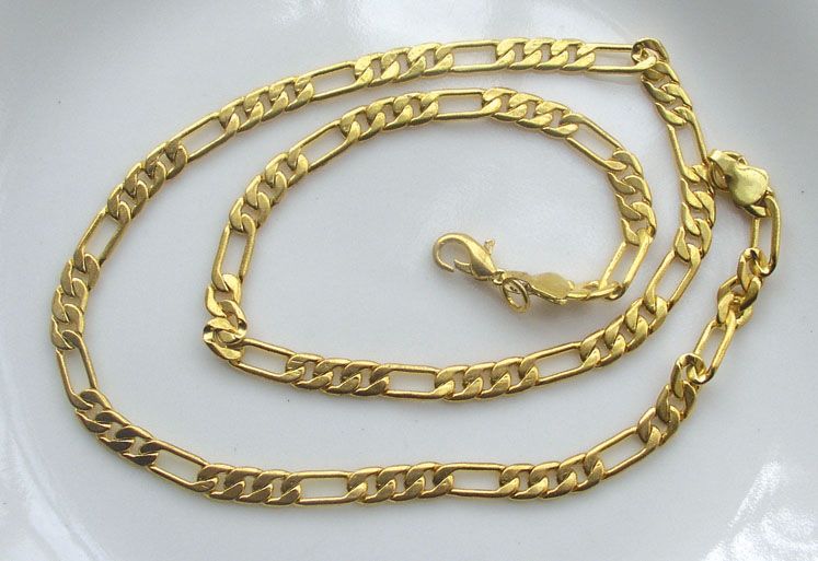 Collier et chaîne en plaqué or 18 carats pour homme, bijou à la mode, 18.1 pouces, 3:1, flambant neuf