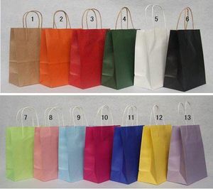 500pcs/lot FEDEX DHL Free ship 13 Color Fashion Hand Length Handle Paper Bag 27*21*11cm