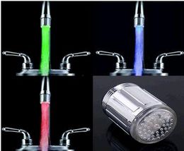 150pcs/lot New Fashion 3-Color Water Glow Tap LED Faucet Light Temperature Sensor without retail packing