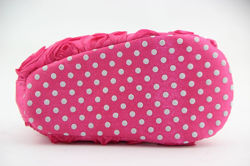 Hot Pink Mary Jane Baby Shoes,Girls Toddler Soft Sole With Rose Flowers