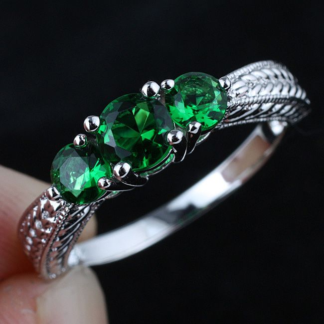 Silver Green Gemstone Ring Silver Green Gemstone Ring