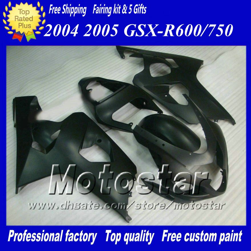 Custom Fairing Set för Suzuki GSXR 600 750 K4 2004 2005 GSXR600 GSXR750 04 05 R600 R750 Flat Svart Motorcykel Fairings Parts