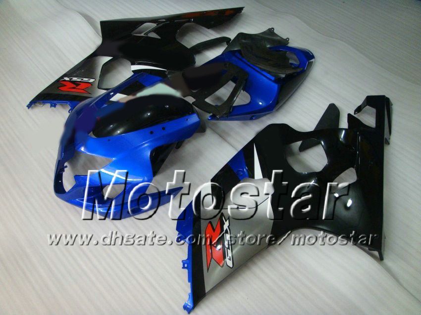 Carrocería negra y azul para SUZUKI GSXR 600 750 K4 2004 2005 GSXR600 GSXR750 04 05 R600 R750 juego de carenado de alto grado