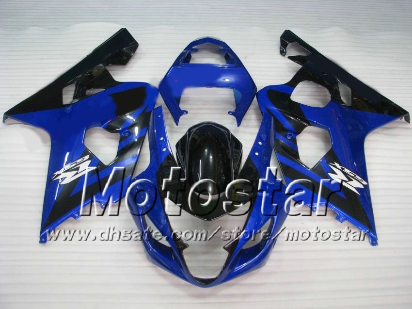 Carrocería personalizada para SUZUKI GSXR 600 750 K4 2004 2005 GSXR600 GSXR750 04 05 R600 R750 conjunto de carrocería azul negro