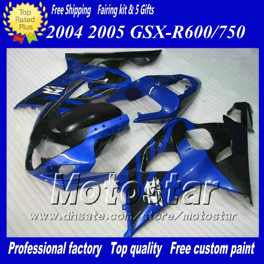 

Custom bodywork for SUZUKI GSXR 600 750 K4 2004 2005 GSXR600 GSXR750 04 05 R600 R750 black blue bodywork set, Multi-color