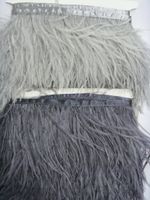 Free Shipping 10 yards/lot 1 ply light gray&dark gray ostrich feather trimming fringe on Satin Header 5- 6inch(12-15cm) in width(Tip to Tip)