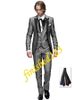 Verkauf hellgrau One Knopf Peak Revers Bräutigam Smoking Groomsmen Männer Hochzeit Blazer Anzüge Prom Kleidung Jacke Hose Weste Tie241u