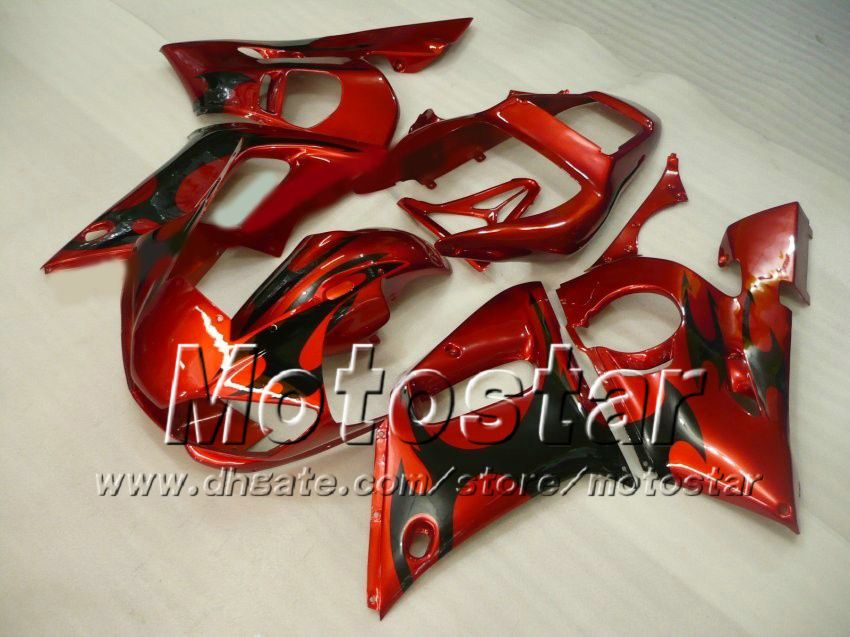 Bodykit carene YAMAHA YZF-R6 1998 1999 2000 2001 2002 YZFR6 YZF R6 YZF600 kit carena racing personalizzato rosso fiamma nero zs17