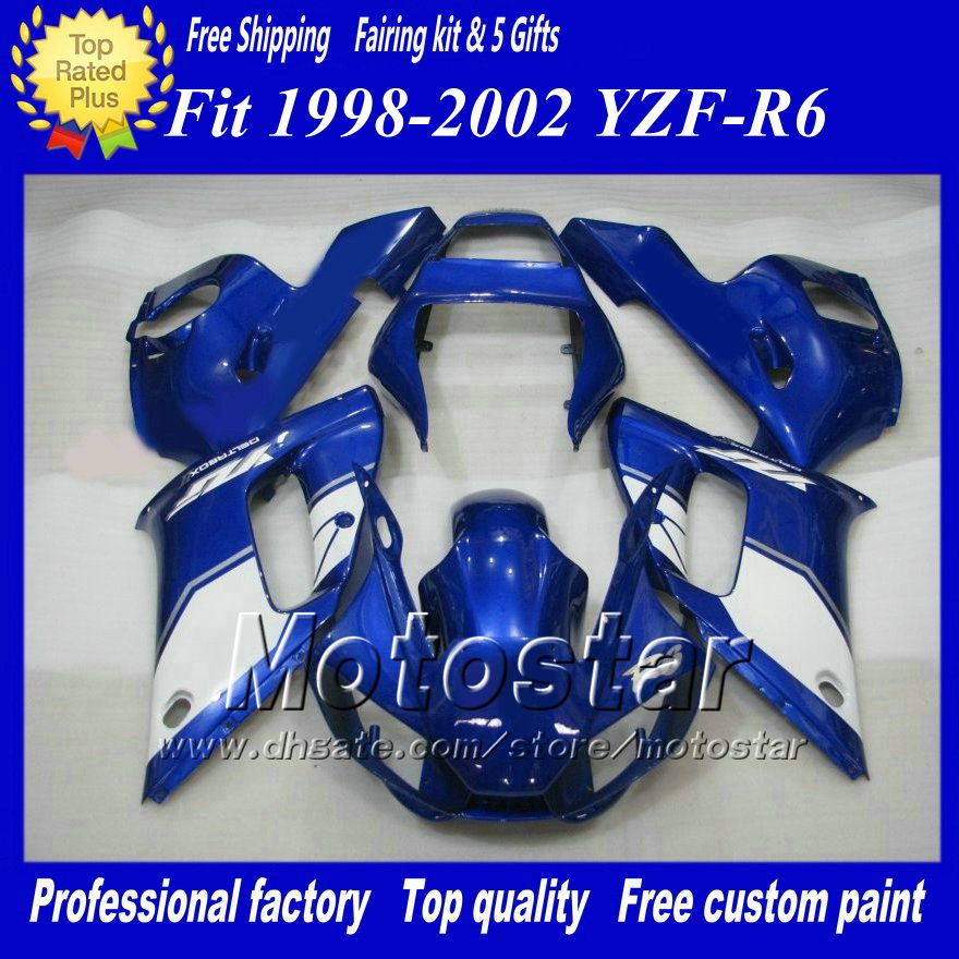 Rairing dla Yamaha R6 YZF-R6 98 99 00 01 02 YZF-R6 YZFR6 1998 1999 2000 2001 2002 Blue White ZM476