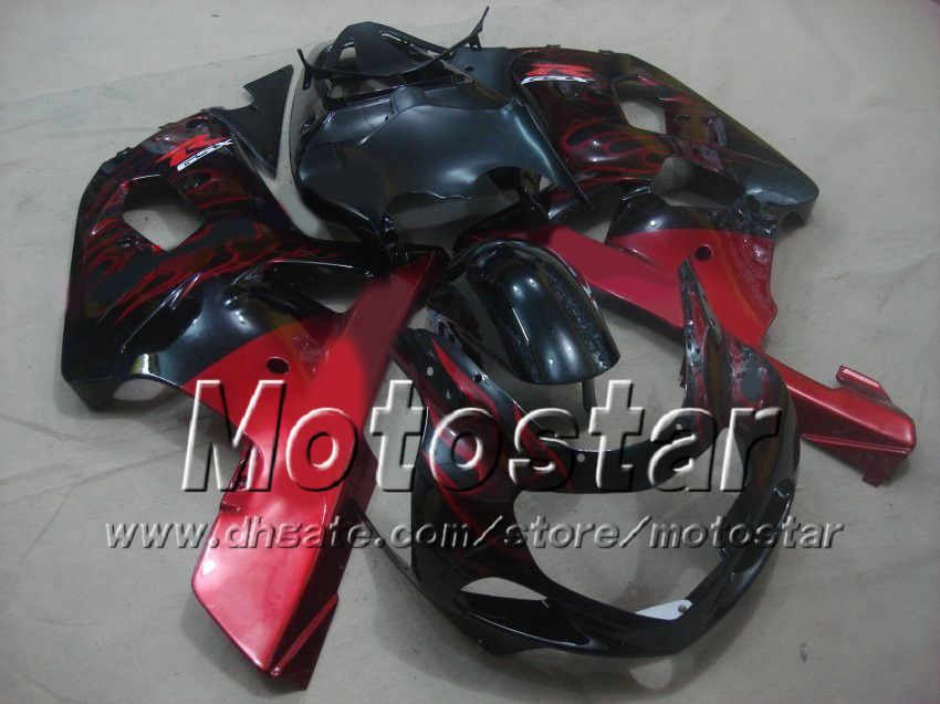 SUZUKI GSXR 600 750 K1 için kırmızı alev siyah motosiklet karoser 2001 2002 2003 GSXR600 GSXR750 01-03 R600 R750 yarış kaporta kiti