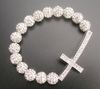 12 peças por forma artesanal brilho prata encantos liga Clay Cross pulseira ajustável de jóias lote das mulheres