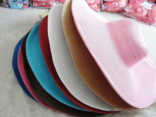 Hawaii Hot Fashion Women's Foldbara Wide Large Brim Floppy Summer Beach Sun Straw Hat Cap Gratis frakt