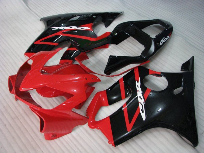 Anpassad röd svart för Honda CBR 600 F4I Injection Fairings Kit 2001 2002 2003 CBR600 01 02 03 CBR600F4I RX6